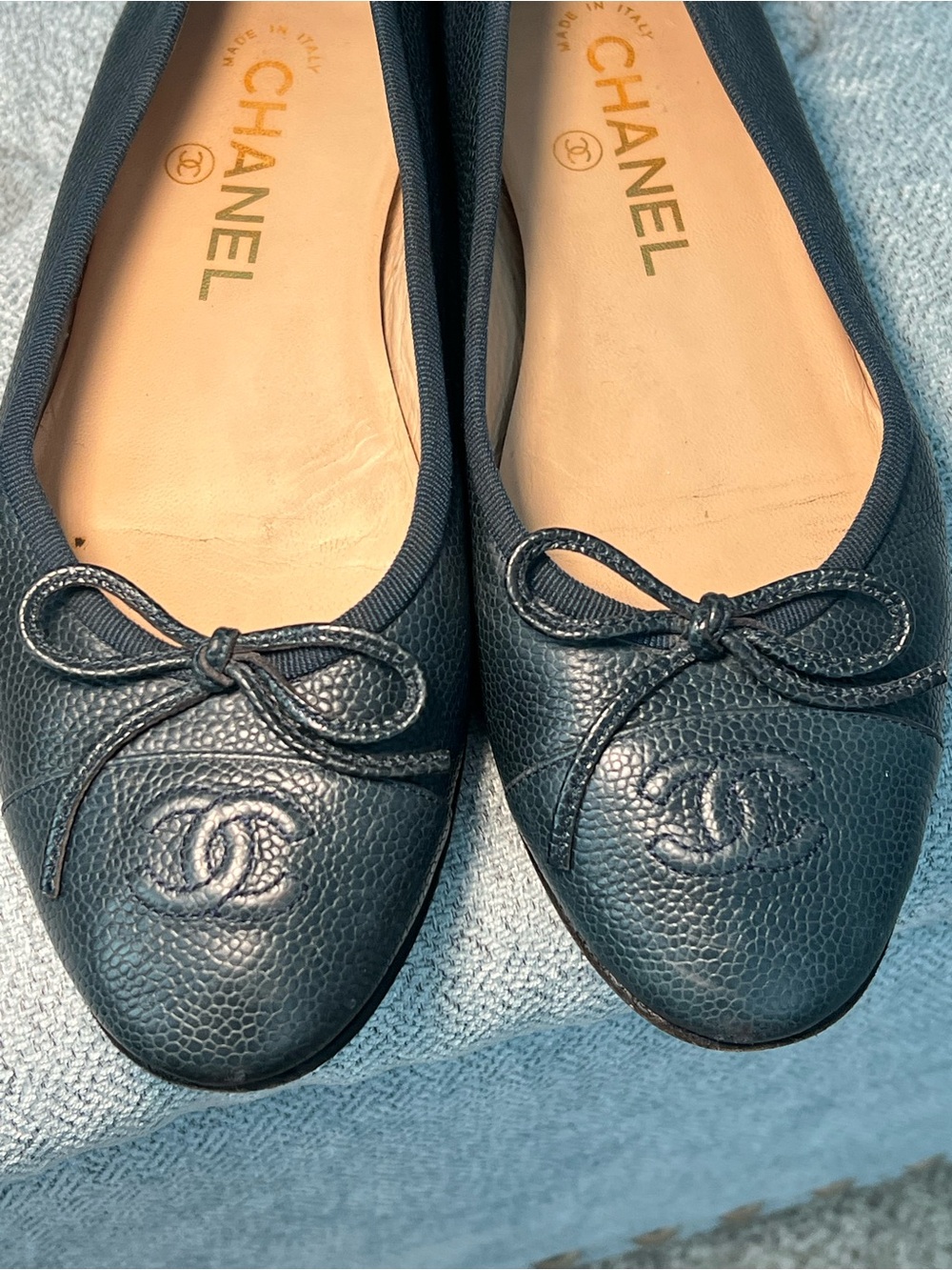 CHANEL Navy Caviar Leather Ballet Flats - Picture 7 of 12